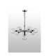 Placid 84cm Pendant 8 Light E14 15cm Round Crackled Glass Shade Satin Nickel Clear & Satin Black-8