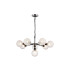 Placid 84cm Pendant 8 Light E14 15cm Round Textured Crumple Glass Shade Satin Nickel Clear & Satin Black-1