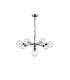 Placid 84cm Pendant 8 Light E14 15cm Round Textured Crumple Glass Shade Satin Nickel Clear & Satin Black-4