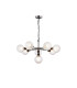 Placid 84cm Pendant 8 Light E14 15cm Round Textured Diamond Pattern Glass Shade Satin Nickel Clear & Satin Black-1