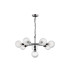 Placid 84cm Pendant 8 Light E14 15cm Round Textured Diamond Pattern Glass Shade Satin Nickel Clear & Satin Black-3