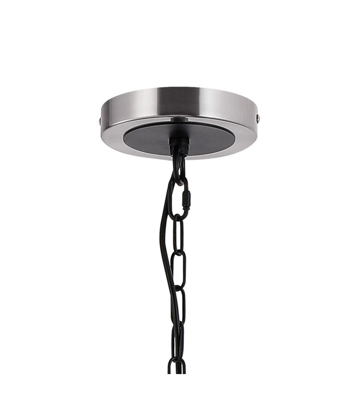 Placid 84cm Pendant 8 Light E14 15cm Round Textured Diamond Pattern Glass Shade Satin Nickel Clear & Satin Black-4