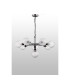 Placid 84cm Pendant 8 Light E14 15cm Round Textured Diamond Pattern Glass Shade Satin Nickel Clear & Satin Black-7