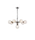 Placid 84cm Pendant 8 Light E14 15cm Round Dimpled Glass Shade Satin Nickel Clear & Satin Black-1