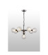Placid 84cm Pendant 8 Light E14 15cm Round Dimpled Glass Shade Satin Nickel Clear & Satin Black-3
