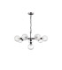 Placid 84cm Pendant 8 Light E14 15cm Round Dimpled Glass Shade Satin Nickel Clear & Satin Black-4