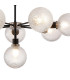Placid 84cm Pendant 8 Light E14 15cm Round Dimpled Glass Shade Satin Nickel Clear & Satin Black-7