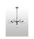 Placid 84cm Pendant 8 Light E14 15cm Round Dimpled Glass Shade Satin Nickel Clear & Satin Black-8
