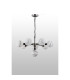 Placid 84cm Pendant 8 Light E14 15cm Round White & Grey Marble Effect Glass Shade Satin Nickel & Satin Black Framework-8