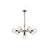 Placid 84cm Pendant 8 Light E14 15cm Round Textured Melting Glass Shade Satin Nickel Clear & Satin Black-1