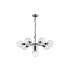 Placid 84cm Pendant 8 Light E14 15cm Round Textured Melting Glass Shade Satin Nickel Clear & Satin Black-4