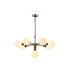 Placid 84cm Pendant 8 Light E14 15cm Round Glass Shade Satin Nickel Opal & Satin Black-1