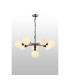 Placid 84cm Pendant 8 Light E14 15cm Round Glass Shade Satin Nickel Opal & Satin Black-3