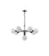 Placid 84cm Pendant 8 Light E14 15cm Round Glass Shade Satin Nickel Opal & Satin Black-4