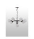 Placid 84cm Pendant 8 Light E14 15cm Round Glass Shade Satin Nickel Opal & Satin Black-8