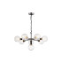 Placid 84cm Pendant 8 Light E14 15cm Round Ribbed Glass Shade Satin Nickel Clear & Satin Black-1