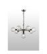 Placid 84cm Pendant 8 Light E14 15cm Round Ribbed Glass Shade Satin Nickel Clear & Satin Black-3