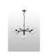 Placid 84cm Pendant 8 Light E14 15cm Round Ribbed Glass Shade Satin Nickel Clear & Satin Black-8