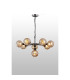 Placid 84cm Pendant 8 Light E14 15cm Round Segment Glass Shade Satin Nickel Amber Plated & Satin Black-3