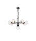 Placid 84cm Pendant 8 Light E14 15cm Round Segment Glass Shade Satin Nickel Clear & Satin Black-1