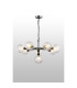 Placid 84cm Pendant 8 Light E14 15cm Round Segment Glass Shade Satin Nickel Clear & Satin Black-3