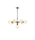 Placid 84cm Pendant 8 Light E14 15cm Round Speckled Glass Shade Satin Nickel White & Satin Black-1