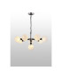 Placid 84cm Pendant 8 Light E14 15cm Round Speckled Glass Shade Satin Nickel White & Satin Black-3