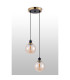 Placid 20cm 2 Light Pendant E14 15cm Round Glass Shades Brass Amber Plated & Satin Black-7