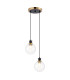 Placid 20cm 2 Light Pendant E14 15cm Round Glass Shades Brass Clear & Satin Black-1