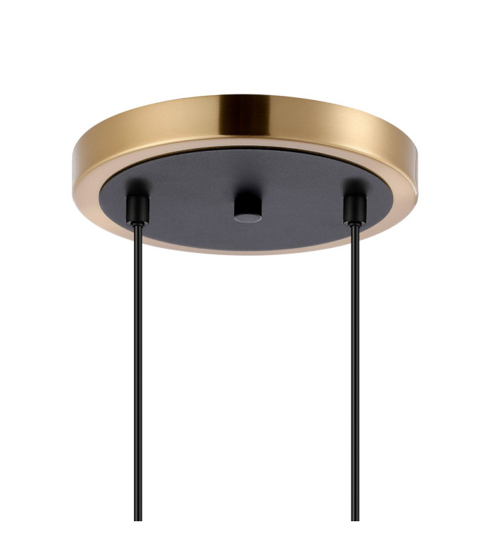 Placid 20cm 2 Light Pendant E14 15cm Round Glass Shades Brass Clear & Satin Black-5