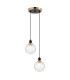 Placid 20cm 2 Light Pendant E14 15cm Round Crackled Glass Shades Brass Clear & Satin Black-1