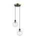 Placid 20cm 2 Light Pendant E14 15cm Round Crackled Glass Shades Brass Clear & Satin Black-4