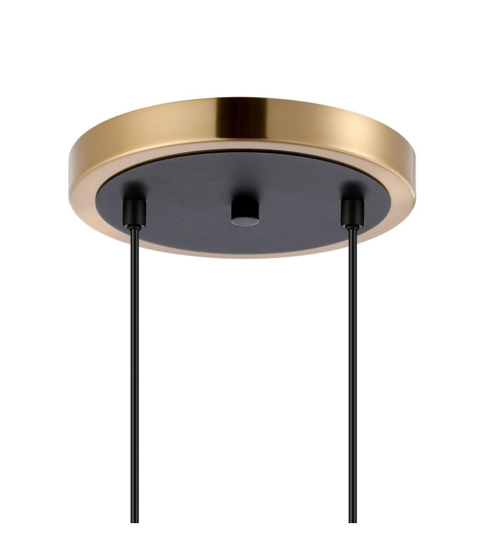 Placid 20cm 2 Light Pendant E14 15cm Round Crackled Glass Shades Brass Clear & Satin Black-5
