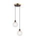Placid 20cm 2 Light Pendant E14 15cm Round Textured Crumple Glass Shades Brass Clear & Satin Black-1