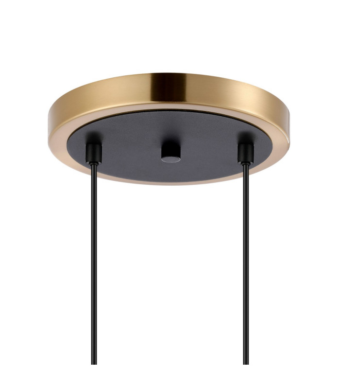 Placid 20cm 2 Light Pendant E14 15cm Round Textured Crumple Glass Shades Brass Clear & Satin Black-5