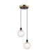 Placid 20cm 2 Light Pendant E14 15cm Round Textured Diamond Pattern Glass Shades Brass Clear & Satin Black-1