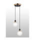 Placid 20cm 2 Light Pendant E14 15cm Round Textured Diamond Pattern Glass Shades Brass Clear & Satin Black-3