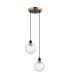 Placid 20cm 2 Light Pendant E14 15cm Round Textured Diamond Pattern Glass Shades Brass Clear & Satin Black-4