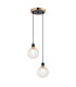 Placid 20cm 2 Light Pendant E14 15cm Round Dimpled Glass Shades Brass Clear & Satin Black-1