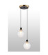 Placid 20cm 2 Light Pendant E14 15cm Round Dimpled Glass Shades Brass Clear & Satin Black-3