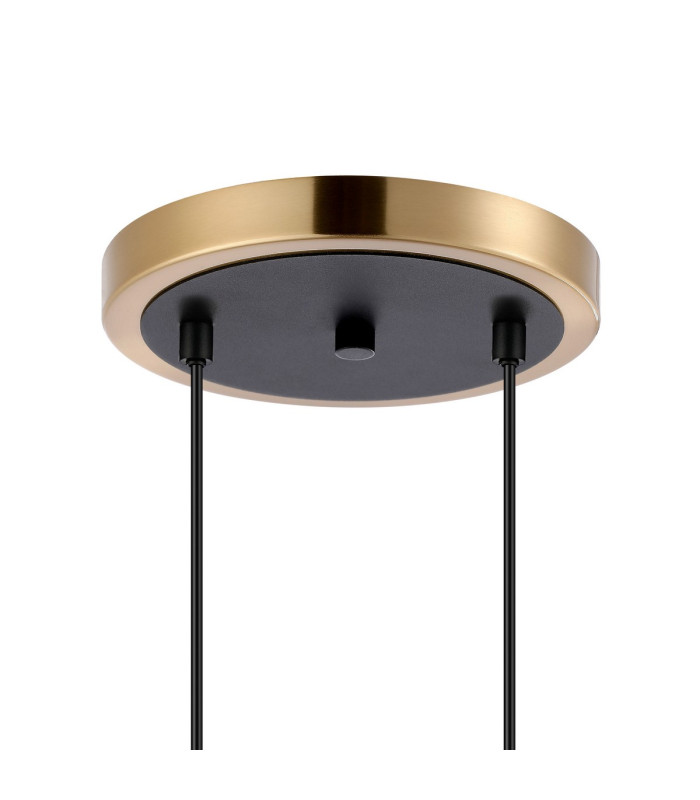 Placid 20cm 2 Light Pendant E14 15cm Round Dimpled Glass Shades Brass Clear & Satin Black-5