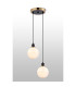 Placid 20cm 2 Light Pendant E14 15cm Round White & Grey Marble Effect Glass Shades Brass & Satin Black Framework-3
