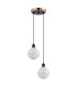 Placid 20cm 2 Light Pendant E14 15cm Round White & Grey Marble Effect Glass Shades Brass & Satin Black Framework-4