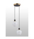 Placid 20cm 2 Light Pendant E14 15cm Round White & Grey Marble Effect Glass Shades Brass & Satin Black Framework-7