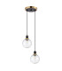 Placid 20cm 2 Light Pendant E14 15cm Round Textured Melting Glass Shades Brass Clear & Satin Black-4