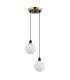 Placid 20cm 2 Light Pendant E14 15cm Round Glass Shades Brass Opal & Satin Black-4