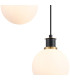 Placid 20cm 2 Light Pendant E14 15cm Round Glass Shades Brass Opal & Satin Black-6