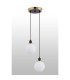 Placid 20cm 2 Light Pendant E14 15cm Round Glass Shades Brass Opal & Satin Black-7