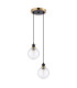 Placid 20cm 2 Light Pendant E14 15cm Round Ribbed Glass Shades Brass Clear & Satin Black-4