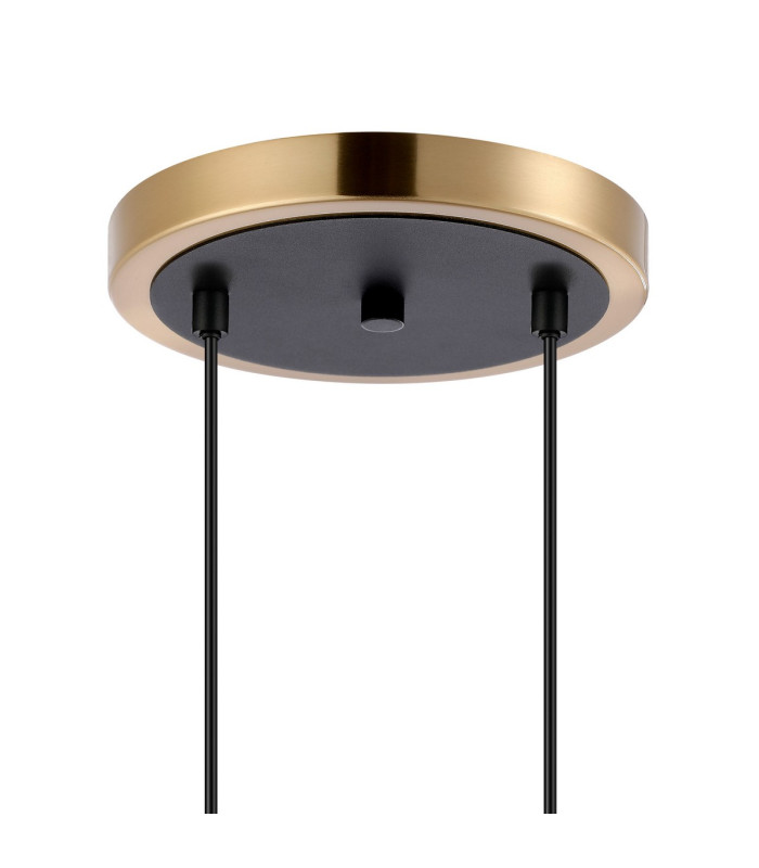 Placid 20cm 2 Light Pendant E14 15cm Round Ribbed Glass Shades Brass Clear & Satin Black-5